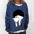 thumbnail image 1 of Chandail à Capuche Mode pour Femmes 2023 Oversize Drôle Texte Imprimé Col Rond Manches Longues Ample Chandail Blouse 50 % de Réduction Liquidation Costumes Halloween/noël, 1 of 5
