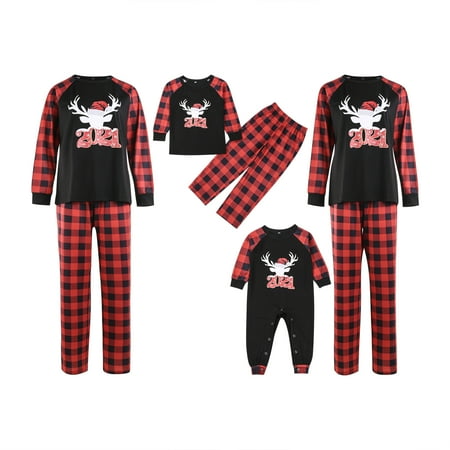 

Family Christmas Matching Pyjamas Sets Xmas Plaid Nightwear Sleepwear Nightgown Sleepwear for Dad Mom Kids Baby
