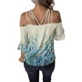 thumbnail image 4 of Mujeres sueltas casual 3/4 manga sin tirantes estampado blusa casual camiseta túnica tops Fridja czfsfas1651, 4 of 7