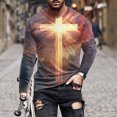 thumbnail image 1 of Blusas y camisas de manga larga con cuello redondo para hombre, blusas casuales de manga larga con cuello redondo, blusas estampadas, blusas de poliéster para hombre, 1 of 5