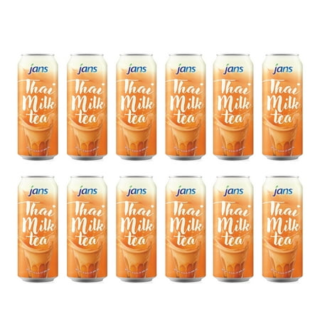 Jans Boba Milk Tea (Pack of 12, Thai Tea Non Boba)
