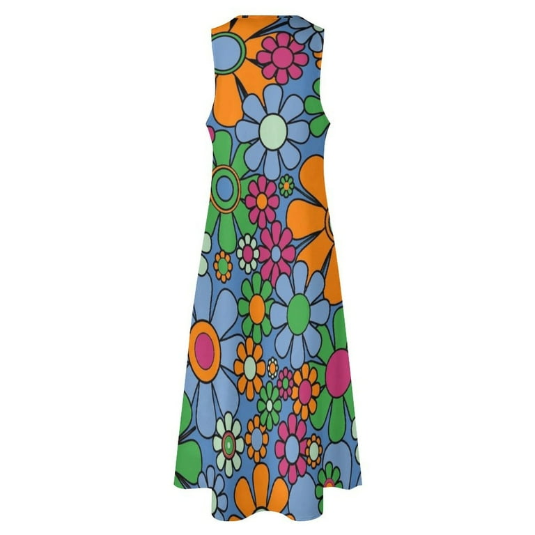 strapless open back dress Cobalt and Orange Floral Ruffle Dress with Flowers
