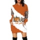 thumbnail image 3 of Suéter holgado con capucha para mujer, de longitud media, con estampado digital 3D de Halloween y cuerpo completo, 3 of 4