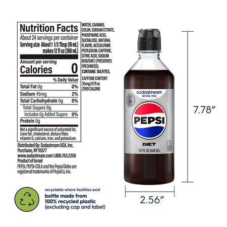 NEW SODASTREAM DIET PEPSI DRINK MIX, 14.9OZ