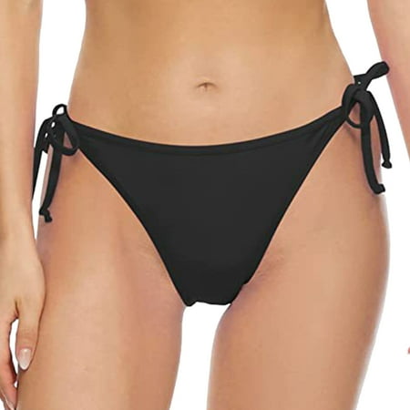 eczipvz Womens Swim Shorts with Liner Womens Seaxy Bikini Bottoms Tie Side Brazilian Beachwear Swimsuit Bottom Black S