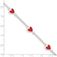 thumbnail image 5 of Sterling Silver Enamel Red Heart Child's 5In Plus 1In Ext Bracelet Made In India qg1326-6, 5 of 5