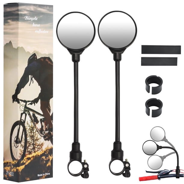 Espejos retrovisores para bicicleta ajustables de 360°, 1 par, para manillar de bicicleta, para bicicleta de montaña, carretera, bicicleta, motocicleta eléctrica, espejos retrovisores convexos para bi