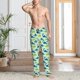 thumbnail image 2 of Balery Cute Dinosaur Blue Green Pantalones de pijama para hombre, pijama ultraligero, pantalón de descanso-Small, 2 of 6