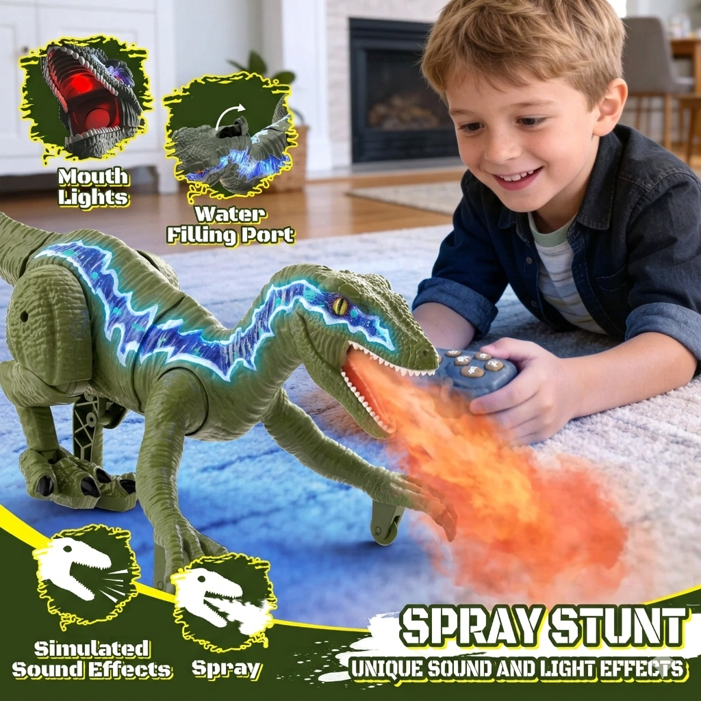 XINGLUKE Remote Control Dinosaur Toys for Kids, Walking Robot RC T-Rex Toys for Boys Girls 3+ Years Old, Green