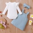 thumbnail image 2 of Baby Girl Long Sleeve Romper Suspender Skirts Set Hair Band Free Blue 12-18 Months, 2 of 8