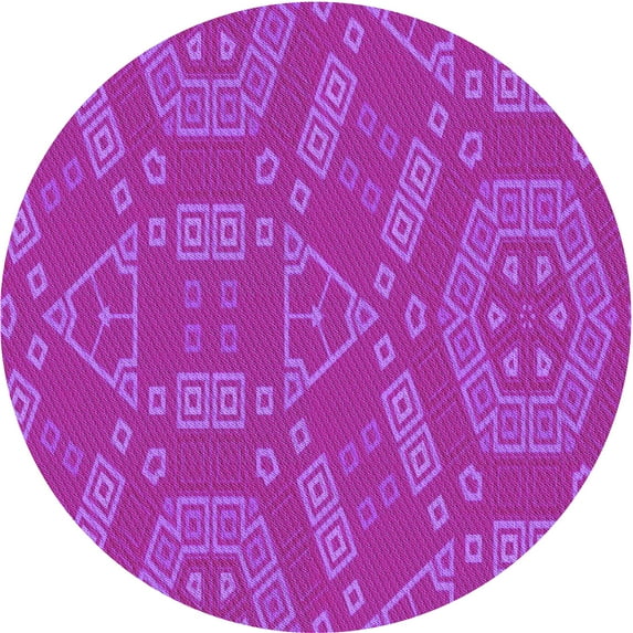 Ahgly Company Machine Washable Indoor Round Transitional Fuchsia or Magenta Purple Area Rugs, 7' Round
