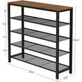 thumbnail image 6 of 5-Tier Shoe Rack Bench Shoe Organizer for Closet 4 Mesh Shelves Entryway Hallway Shoe Shelf Steel Frame Industrial Brown and Black, 6 of 8