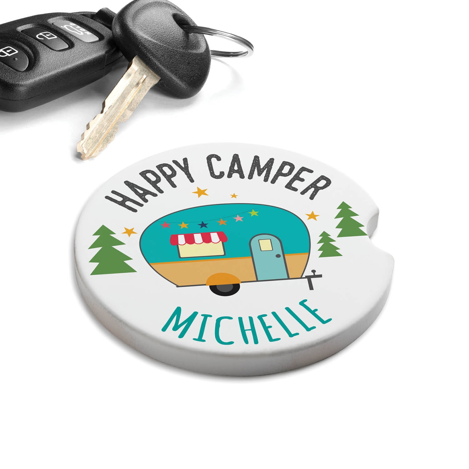 Happy Camper Set of 2 Car Coasters
