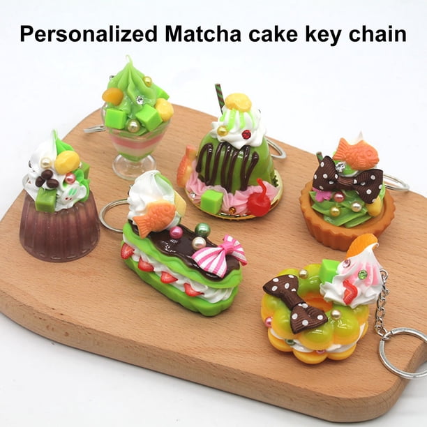Gwong Juguete Torta de la bandeja de simulación Llavero Amplio Aplicación Amplia Aplicación Anti-Perdida Placa Matcha Pastel Cadena de Cadena Para Bolsa De Hombro Gwong 30013059