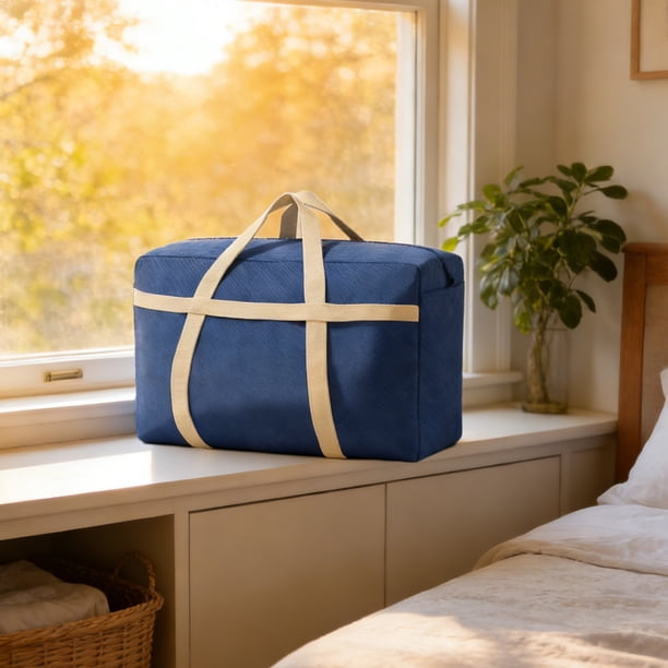 Bolsas De Almacenamiento No Tejidas Bolsa de viaje de gran capacidad (70 x 50 x 25 cm), impermeable, de tela no tejida, con asas reforzadas para almacenamiento y transporte (azul, 1 unidad) JASKFLY