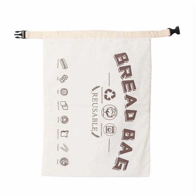 Beeswax Linen Bread Bag, Reusable Storage Container With Zip Closure, for Sourdough Loaves, White