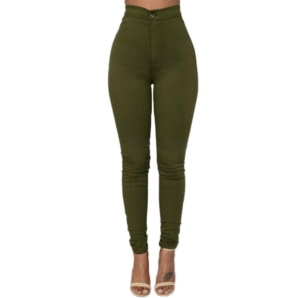 One opening - Women High Waisted Skinny Jeans Pants Size 6 8 10 12 14 ...