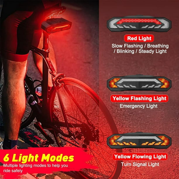 Feu arrière de vélo intelligent Onvian avec clignotants, alarme de vélo  avec télécommande, feu de vélo arrière rechargeable, 