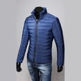 thumbnail image 2 of UTTOASFAY Men Cotton Stand Zipper Warm Winter Thick Coat Jacket Bu/Xxl Blue XXL, 2 of 2