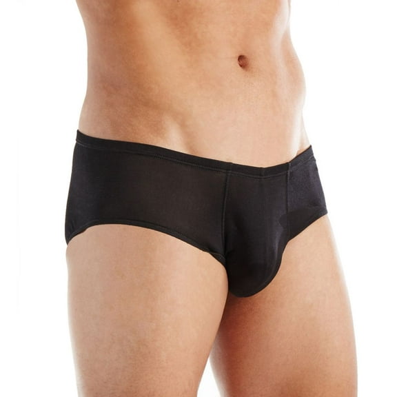 Men's Magic Silk 7006 100% Silk Knit Large Pouch Brief (Black XL)