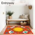 thumbnail image 3 of ODIKA 4'x6' Machine Washable Non-Slip Area Rug, Alphabet Adventure with Whimsical Letters and Radiant Sun Motif High Traffic Rug with Pad, Red, 688756, 3 of 8