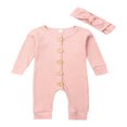 thumbnail image 1 of Newborn Baby Girl Boy Autumn Clothes Knitted Romper Jumpsuit 2PCS Outfits Set, 1 of 9