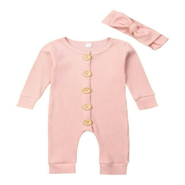 Newborn Baby Girl Boy Autumn Clothes Knitted Romper Jumpsuit 2PCS Outfits Set