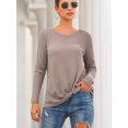 thumbnail image 2 of AXSAY Womens portability Casual Blouse Loose Long Sleeve Twist Knot T Shirts Round neck Knit Tops (XL, Beige), 2 of 7