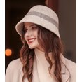 thumbnail image 3 of Sombrero Cloche para Mujer Sombrero Bombín 100% Lana Elegante Sombrero De Cubo Sombrero Derby Sombrero De Invierno Vintage-Color Caqui, 3 of 5
