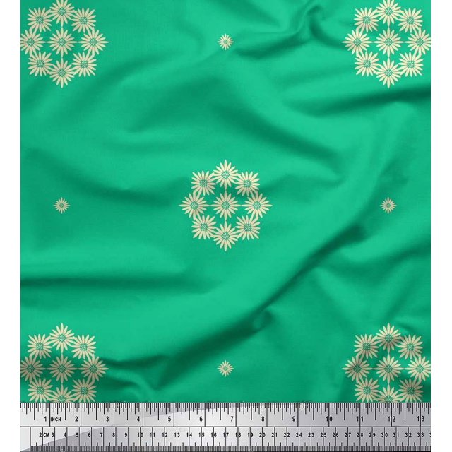 Soimoi polyester Crepe Fabric Artistic Floral Print Fabric by Yard 52 Inch Wide