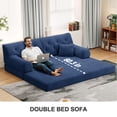 thumbnail image 2 of CARZZI LIFE 79" Convertible Sofa Bed with Pillows, Corduroy Folding Sleeper Sofa with Fixed-Shape Frame, Boneless Couch for Living Room Bedroom, Floor Sofa Lounge No Assembly Required (Blue), 2 of 8