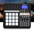 thumbnail image 1 of Black USB MIDI Pad Controller with LCD Display - 16 Sensitive Backlit Pads, 3 Assignable Banks (48 Pads Total), 5 Knobs, 8 Sliders, MIDI I/O & Pedal Interfaces - Compatible with Win/Mac & Audio, 1 of 2