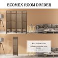 thumbnail image 5 of Fionafurn Room Divider 4 Panel, Wooden Folding Privacy Screens Portable Partition Room Dividers,Brown, 5 of 7