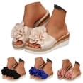thumbnail image 5 of Flower Dress Sandals for Women 2025 Trendy Boho Summer Peep Toe Platform Slip on Espadrilles Wedge Slides, 5 of 7