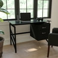 thumbnail image 3 of Glass Top Desk with Dark Gray Upholstered Contemporary Chair, 3 of 3