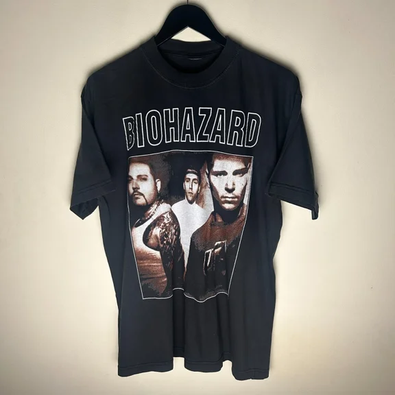 Retro Biohazard Band Black Cotton unisex S-5XL Shirt UH76