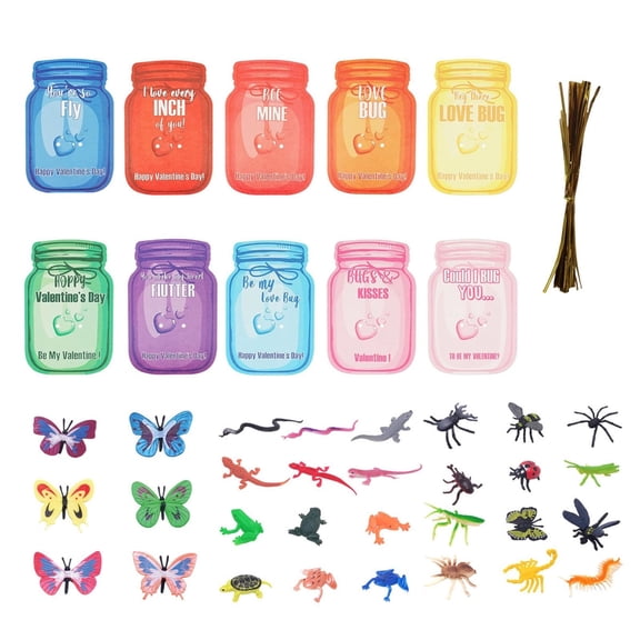 YujiCraft 30 Pack Kids Valentines Day Cards with Cute Love Toys, Fun Sayings Classroom Exchange Party Favors for Boys and Girls,A