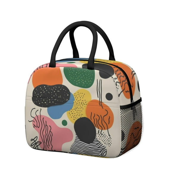 Obrewu Boho Abstract Art Lunch Bag for Adult, Insulated, Leakproof, Oxford Cloth