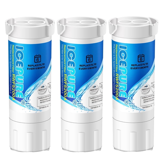 Filtro de agua ICEPURE RWF5200A, paquete de 3 unidades, compatible con nevera GE