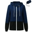 thumbnail image 3 of Opperiaya Women Packable Rain Jacket Outdoor Color Block Hooded Windbreaker, 3 of 3