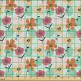 thumbnail image 2 of Ambesonne Floral Fabric by the Yard Upholstery, Retro Fun Flowers Pattern, 10 Yards, Seafoam Multicolor, 2 of 5