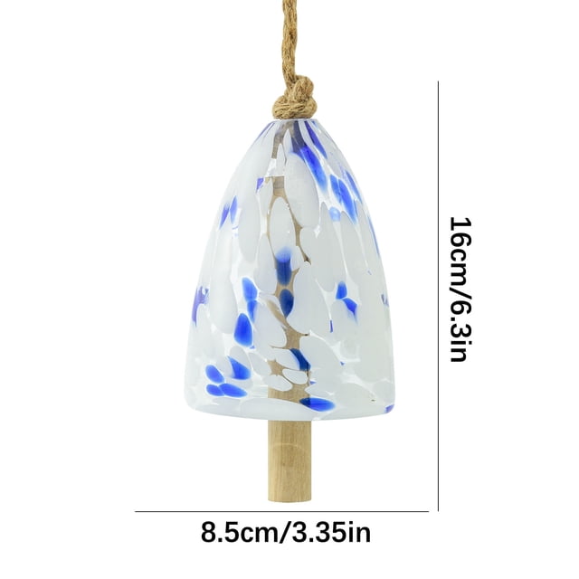 Carillón de viento de cristal con lunares coloridos y varillas de madera. Decoración para casa de playa, ideal para el verano.