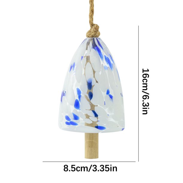 Carillón de viento de cristal con lunares coloridos y varillas de madera. Decoración para casa de playa, ideal para el verano.