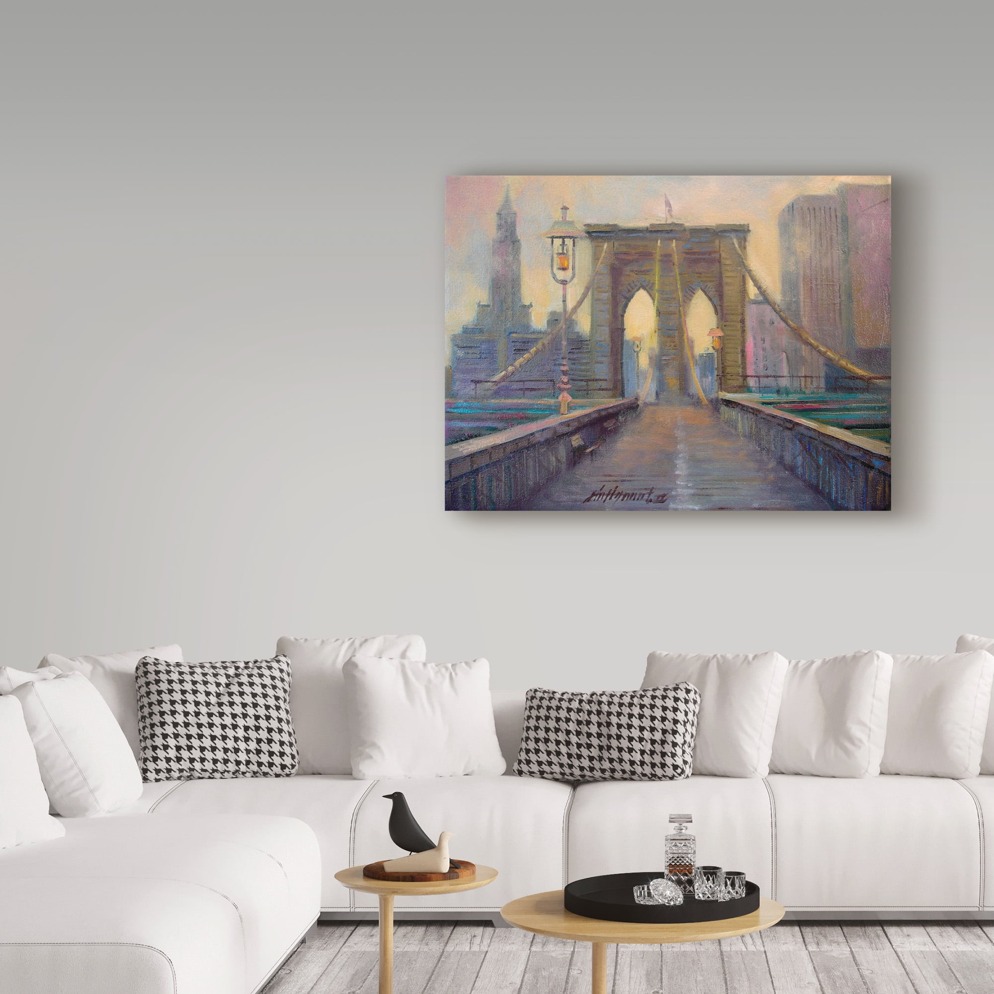 Trademark Fine Art 'Brooklyn Bridge Stone' Canvas Art by Hall Groat Ii