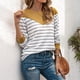 thumbnail image 4 of Mujeres Cuello Redondo Rayas Manga Larga Bloque De Color Jersey Tops Sudaderas Camisas Blusas para Oficina En Casa Amarillo L, 4 of 7