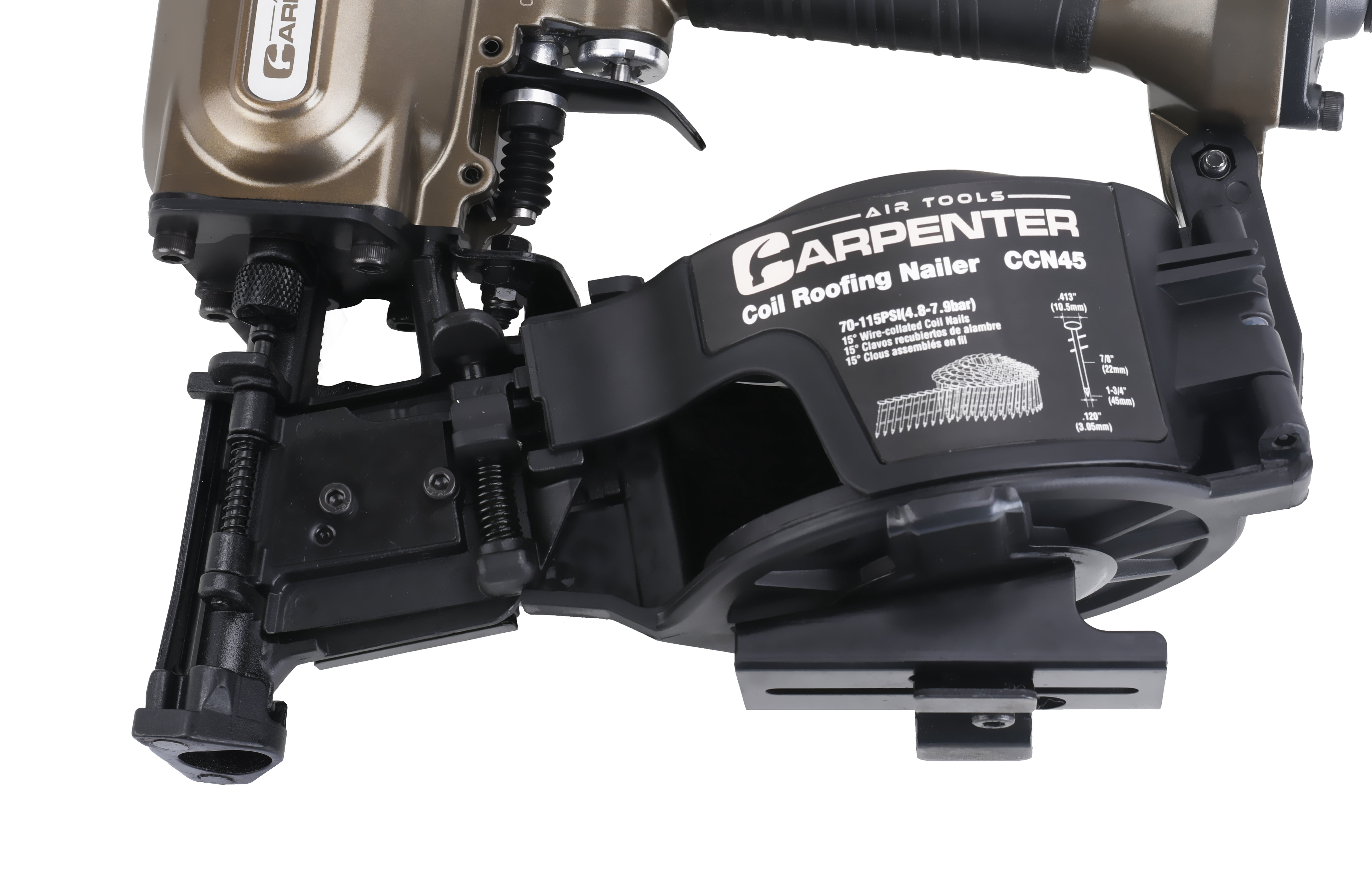 Carpenter Air Tools CCN45 7/8" to 1 3/4" 15° Pneumatic C Roofing Nailer