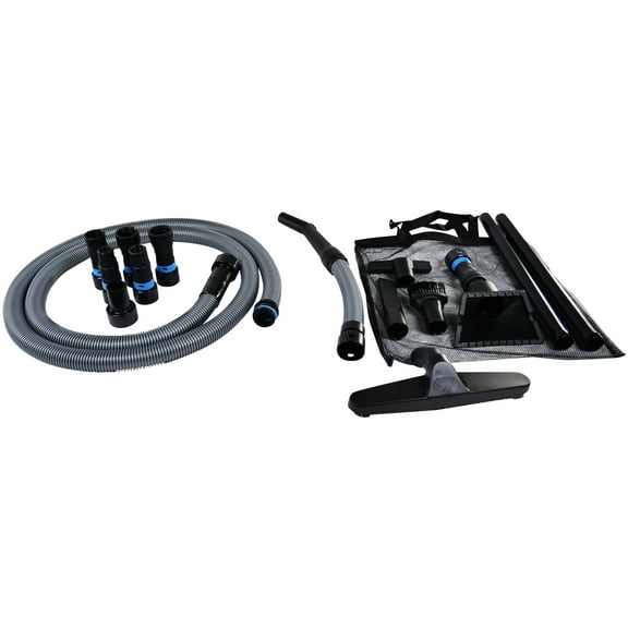 Seven Piece Quick Click Adapter Set with 1.25 Inch 10ft Hose and Complete Accessory Kit