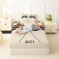 thumbnail image 4 of Castle Fairy Pastel Checkered Flag Twin Sheet Sets 3pcs for Kids, Race Quote Art Bedding for Bedroom, Beige Black, 4 of 6
