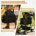thumbnail image 2 of HomGarden 4 Wheels 3-in-1 Foldable Pet Dog Stroller W/Detachable Carrier for Small Dog Cat Max.44 lbs, Black, 2 of 16