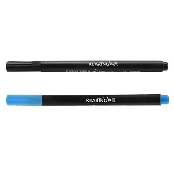 2 x Fabric Marker Permanent Colors for DIY Textile Clothes T-Shirt Shoes, Black & Blue